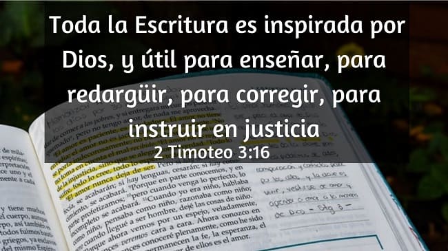 ¿Cómo se divide la Biblia?2 Timoteo 3:16 Toda la Escritura es inspirada por Dios, y útil para enseñar, para redargüir, para corregir, para instruir en justicia