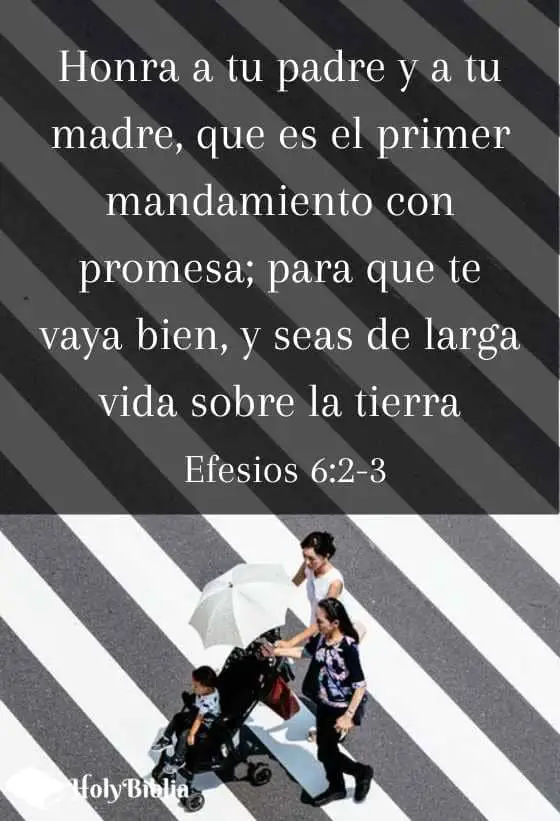 Efesios 6:2-3 Honra a tu padre y a tu madre, que es el primer mandamiento con promesa; para que te vaya bien, y seas de larga vida sobre la tierra